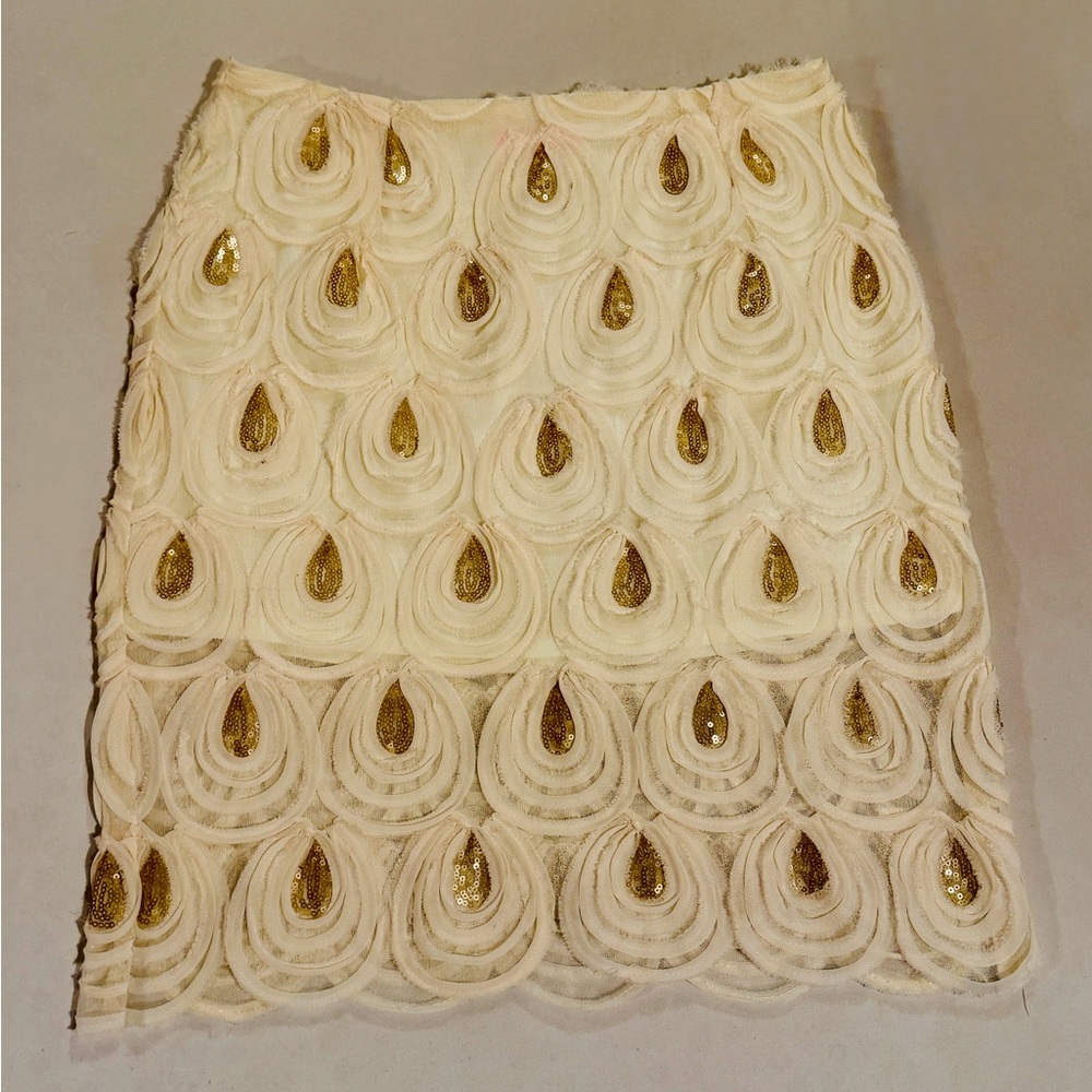Banjul Cream and Gold Pencil Skirt